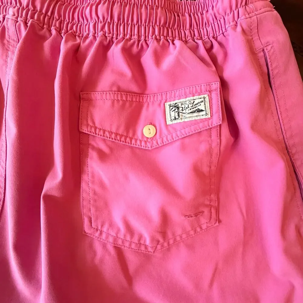 Polo Ralph Lauren Traveler Classic Swim Trunk 5.75’’ 2XL pink green logo lined